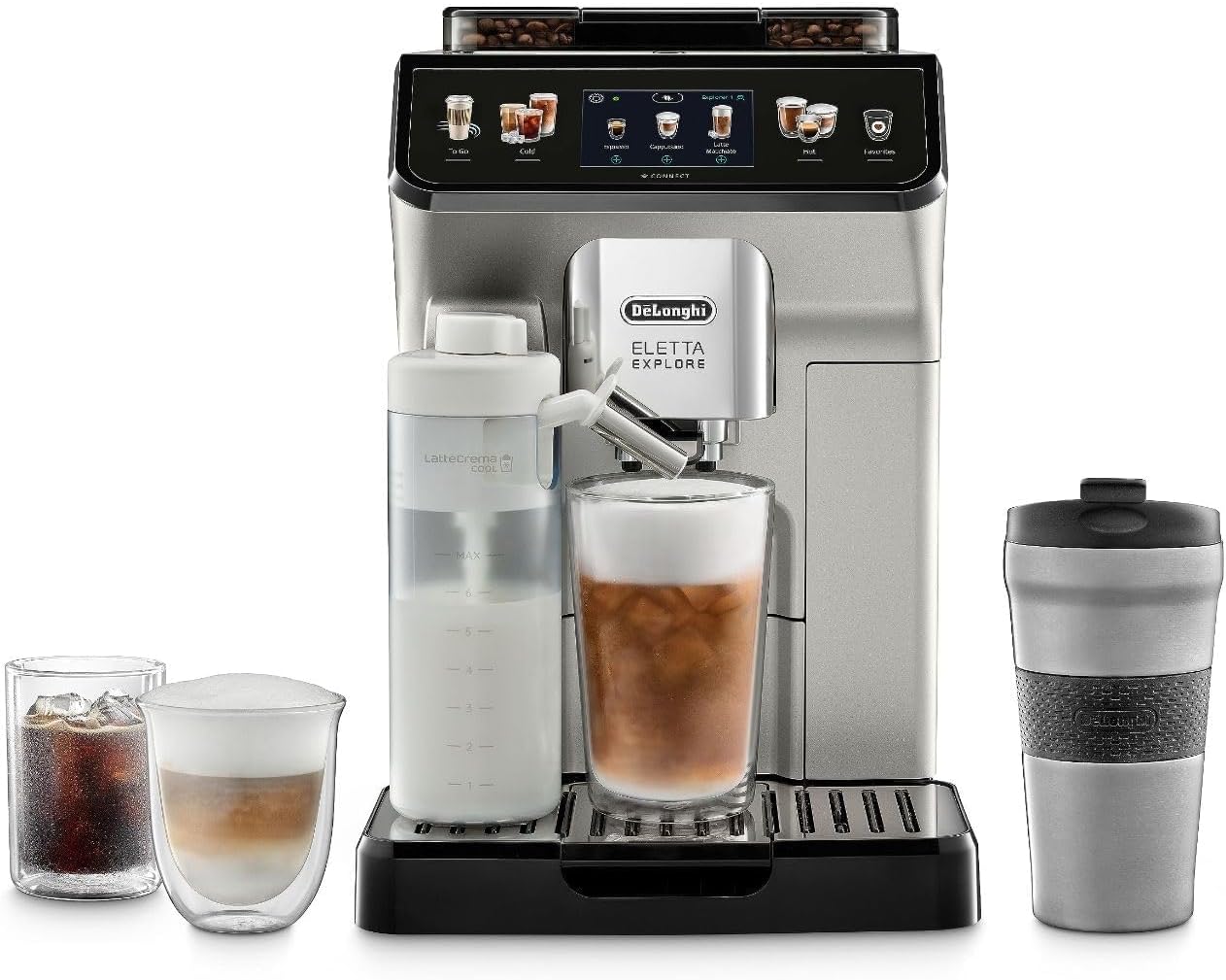 De'Longhi Eletta Explore – Hot & Cold Espresso Machine with Grinder & Milk Frother