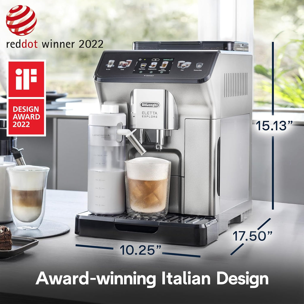 De'Longhi Eletta Explore – Hot & Cold Espresso Machine with Grinder & Milk Frother