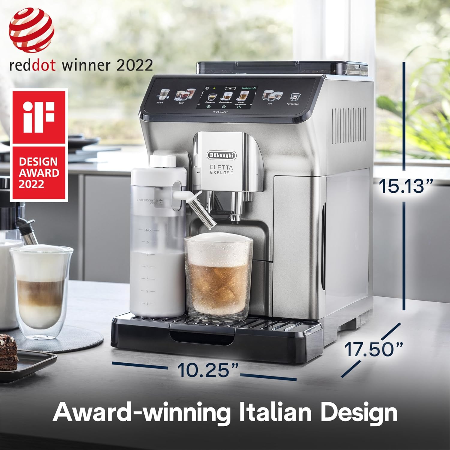 De'Longhi Eletta Explore – Hot & Cold Espresso Machine with Grinder & Milk Frother