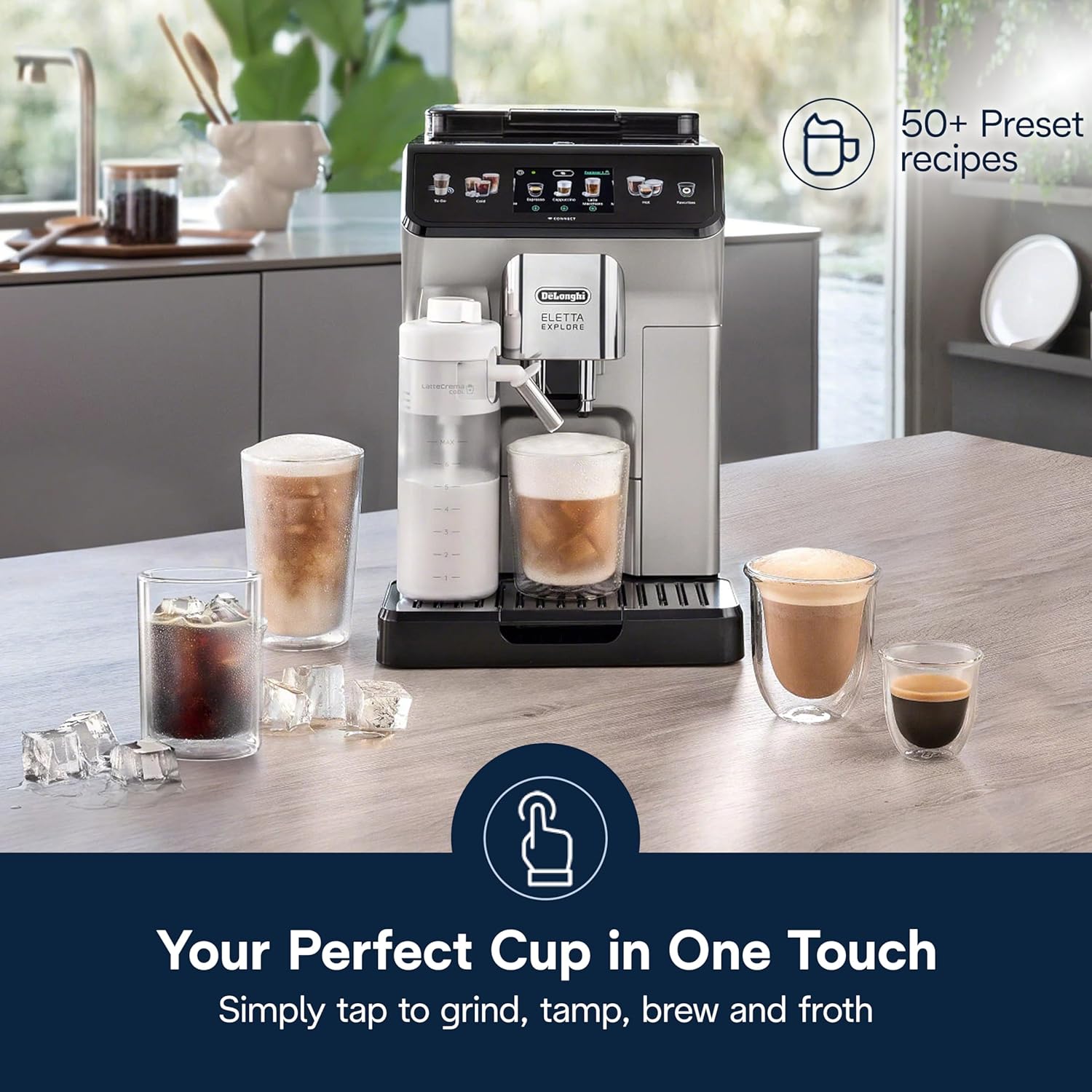 De'Longhi Eletta Explore – Hot & Cold Espresso Machine with Grinder & Milk Frother